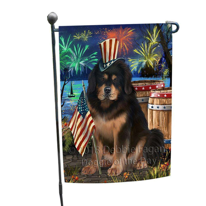 4th of July Independence Day Firework Tibetan Mastiff Dog Garden Flag GFLG54153