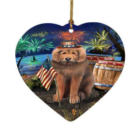 4th of July Independence Day Firework Tibetan Mastiff Dog Heart Christmas Ornament HPOR54094
