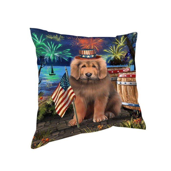 4th of July Independence Day Firework Tibetan Mastiff Dog Pillow PIL73000