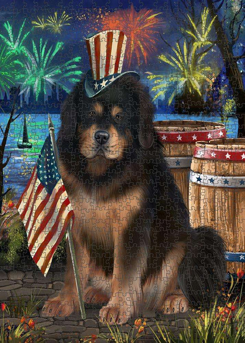 4th of July Independence Day Firework Tibetan Mastiff Dog Puzzle with Photo Tin PUZL83520