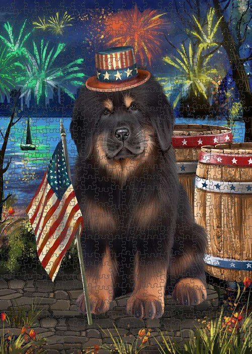 4th of July Independence Day Firework Tibetan Mastiff Dog Puzzle with Photo Tin PUZL83524