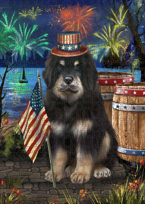4th of July Independence Day Firework Tibetan Mastiff Dog Puzzle with Photo Tin PUZL83528