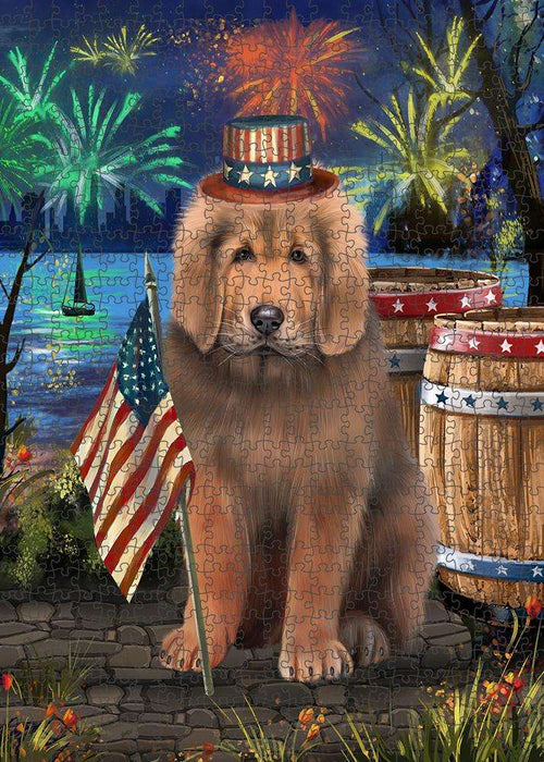 4th of July Independence Day Firework Tibetan Mastiff Dog Puzzle with Photo Tin PUZL83532