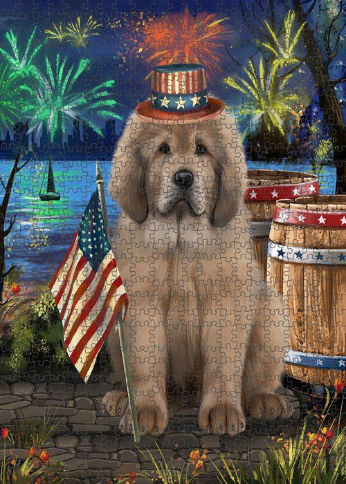 4th of July Independence Day Firework Tibetan Mastiff Dog Puzzle with Photo Tin PUZL83536