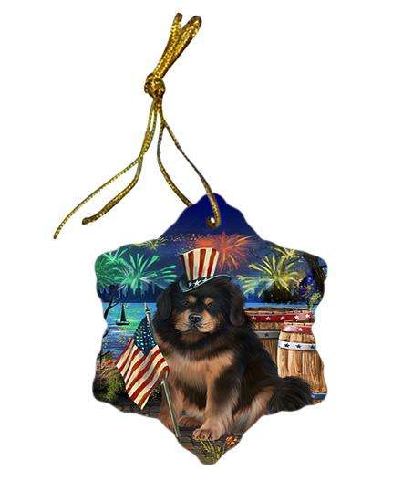 4th of July Independence Day Firework Tibetan Mastiff Dog Star Porcelain Ornament SPOR54082