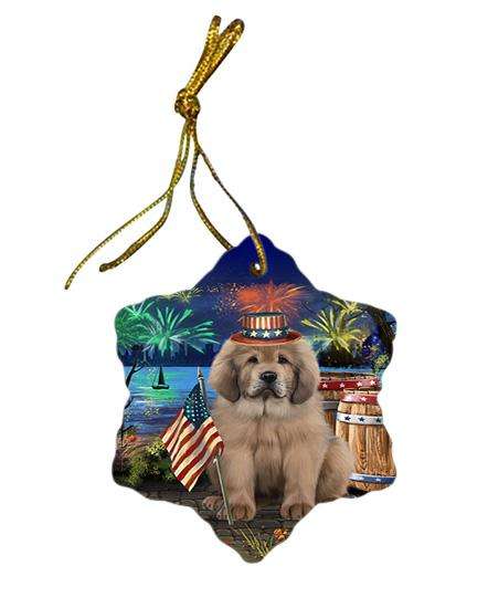 4th of July Independence Day Firework Tibetan Mastiff Dog Star Porcelain Ornament SPOR54086