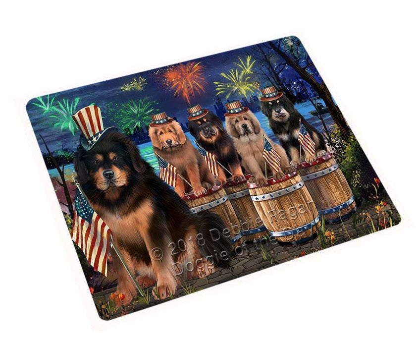 4th of July Independence Day Firework Tibetan Mastiffs Dog Cutting Board C66801