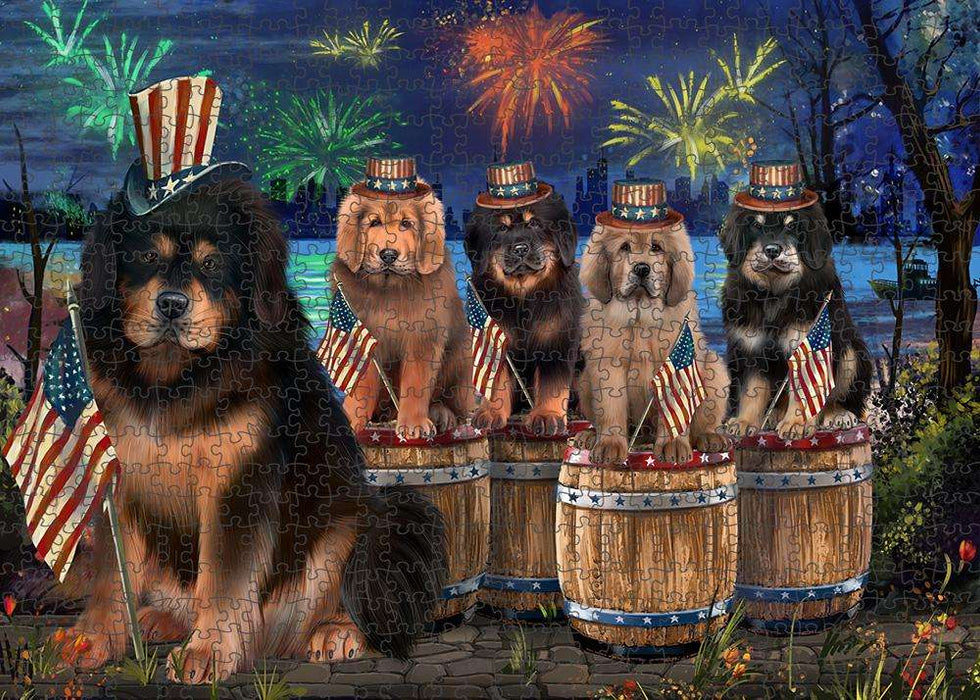 4th of July Independence Day Firework Tibetan Mastiffs Dog Puzzle with Photo Tin PUZL83632