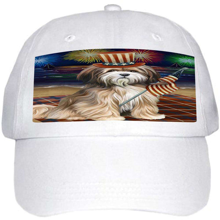 4th of July Independence Day Firework Tibetan Terrier Dog Ball Hat Cap HAT52587