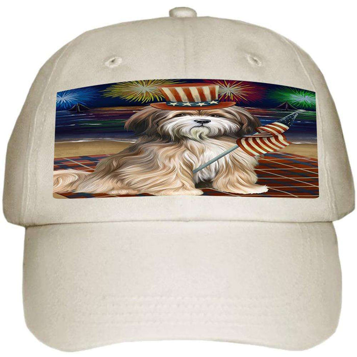 4th of July Independence Day Firework Tibetan Terrier Dog Ball Hat Cap HAT52587