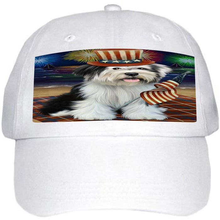4th of July Independence Day Firework Tibetan Terrier Dog Ball Hat Cap HAT52593