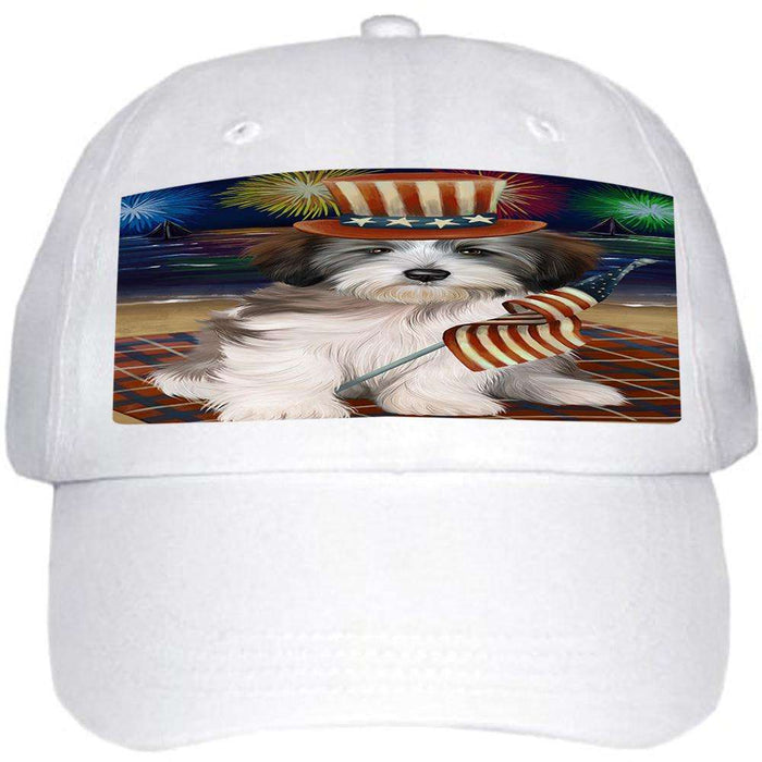 4th of July Independence Day Firework Tibetan Terrier Dog Ball Hat Cap HAT52596