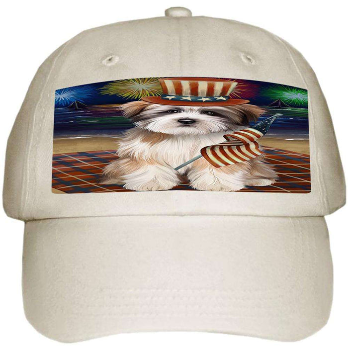 4th of July Independence Day Firework Tibetan Terrier Dog Ball Hat Cap HAT52599