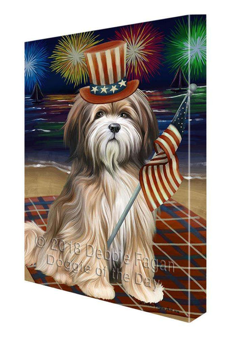 4th of July Independence Day Firework Tibetan Terrier Dog Canvas Wall Art CVS62305