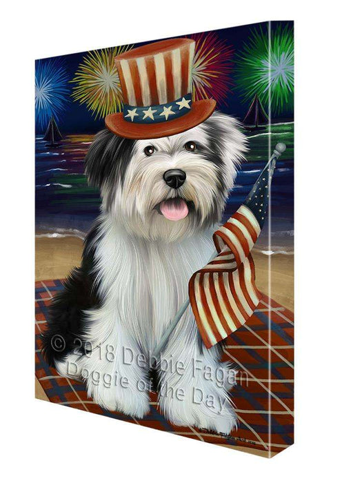 4th of July Independence Day Firework Tibetan Terrier Dog Canvas Wall Art CVS62323