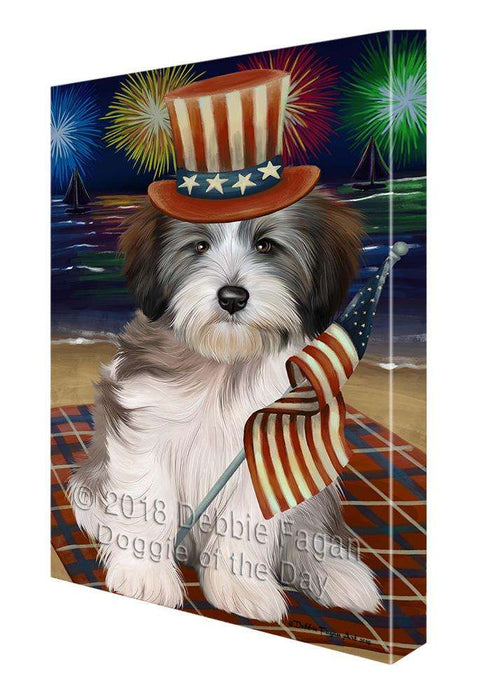 4th of July Independence Day Firework Tibetan Terrier Dog Canvas Wall Art CVS62332