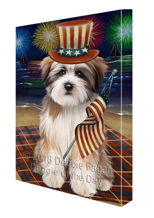 4th of July Independence Day Firework Tibetan Terrier Dog Canvas Wall Art CVS62341