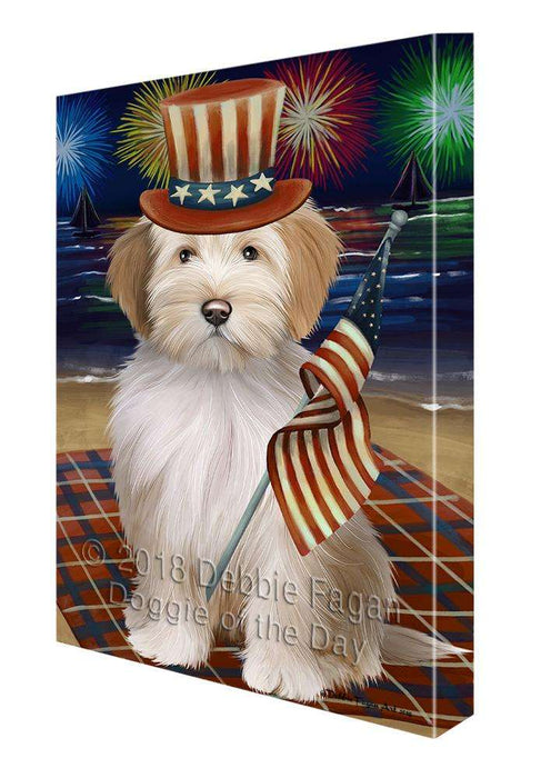4th of July Independence Day Firework Tibetan Terrier Dog Canvas Wall Art CVS62350