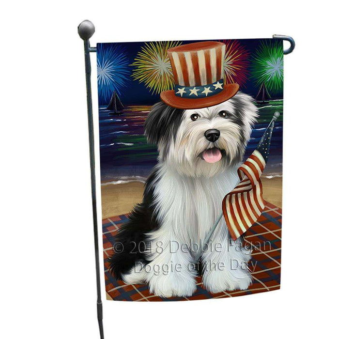 4th of July Independence Day Firework Tibetan Terrier Dog Garden Flag GFLG49449