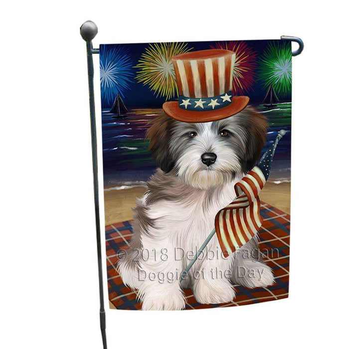 4th of July Independence Day Firework Tibetan Terrier Dog Garden Flag GFLG49450