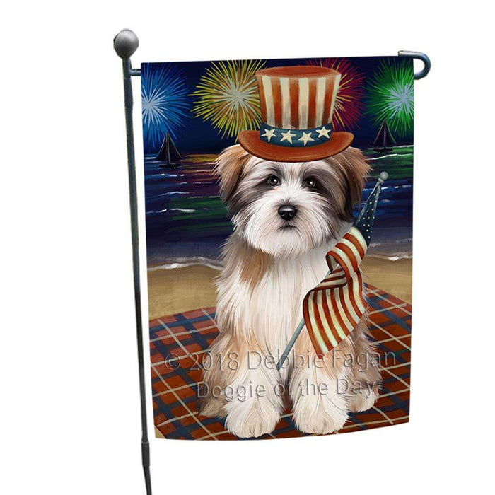 4th of July Independence Day Firework Tibetan Terrier Dog Garden Flag GFLG49451