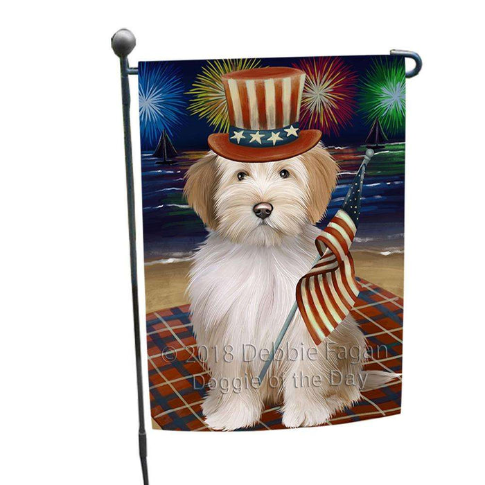 4th of July Independence Day Firework Tibetan Terrier Dog Garden Flag GFLG49452