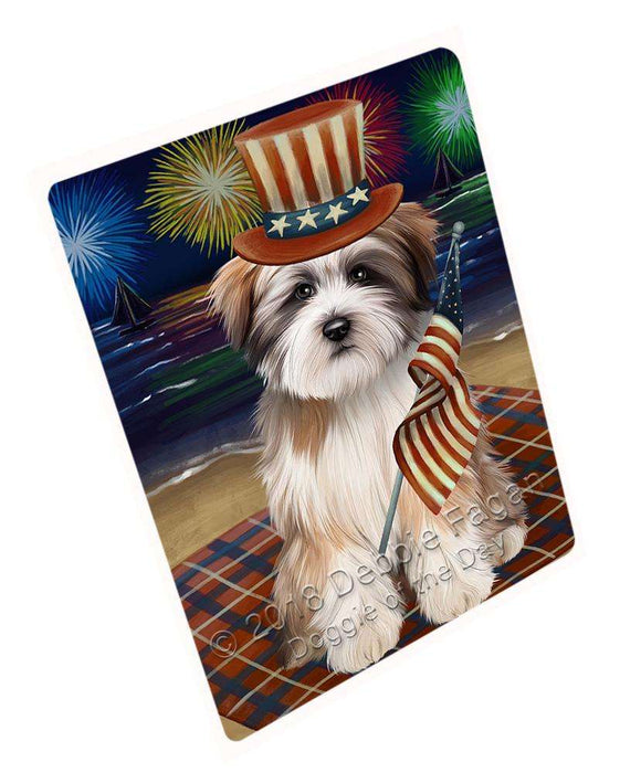 4th of July Independence Day Firework Tibetan Terrier Dog Large Refrigerator / Dishwasher Magnet RMAG57468