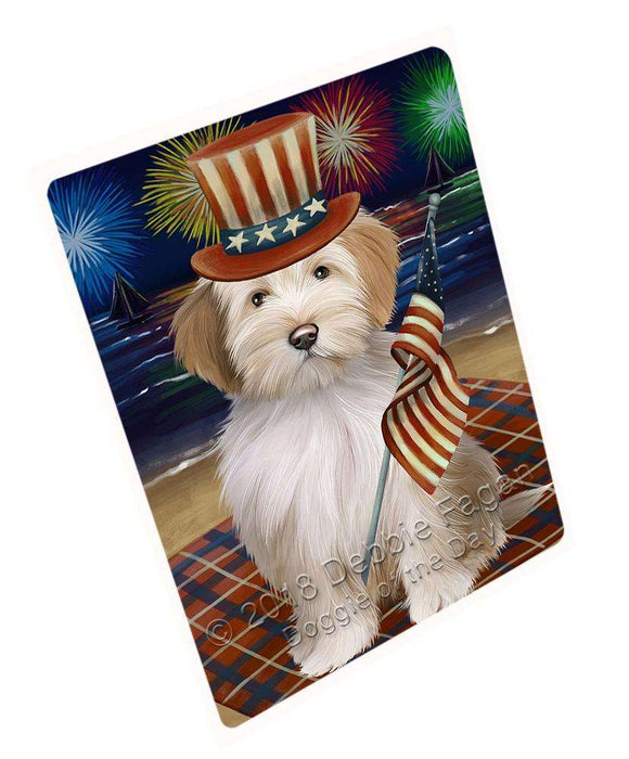 4th of July Independence Day Firework Tibetan Terrier Dog Large Refrigerator / Dishwasher Magnet RMAG57474