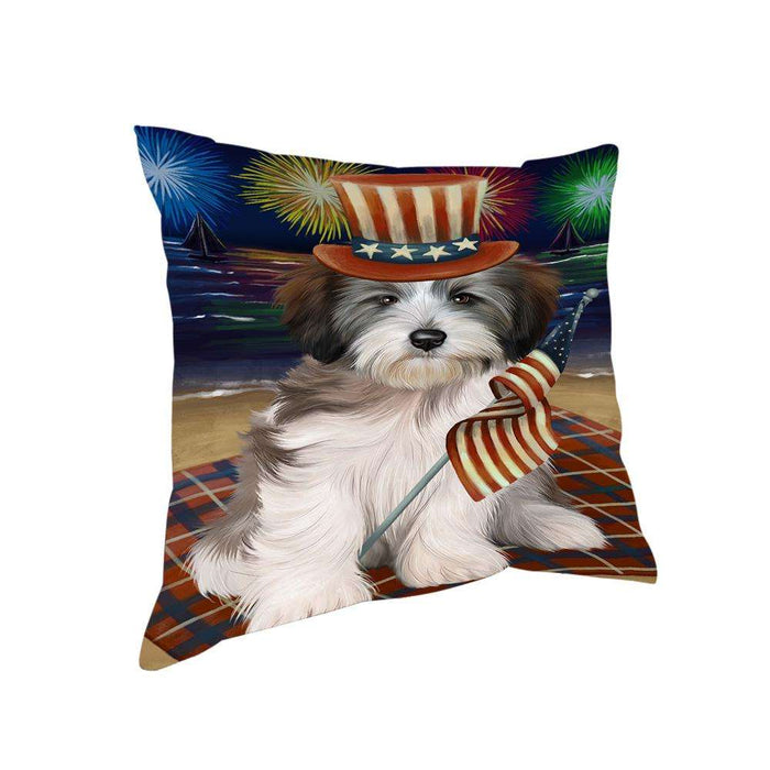 4th of July Independence Day Firework Tibetan Terrier Dog Pillow PIL54340