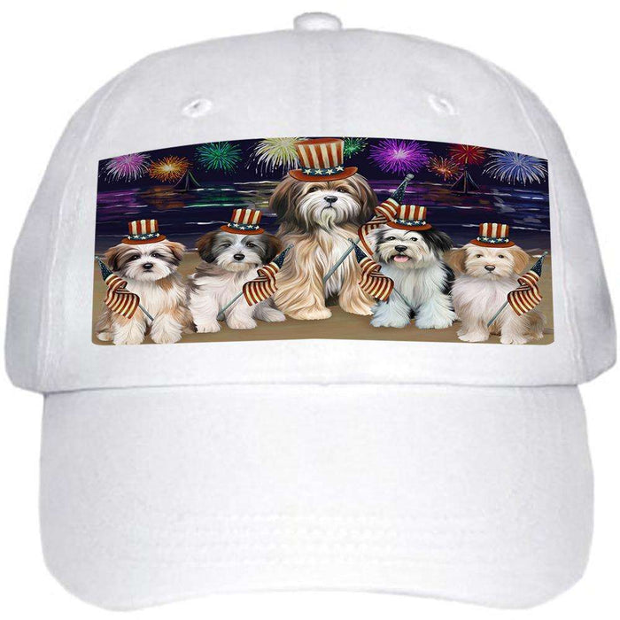 4th of July Independence Day Firework Tibetan Terriers Dog Ball Hat Cap HAT52590