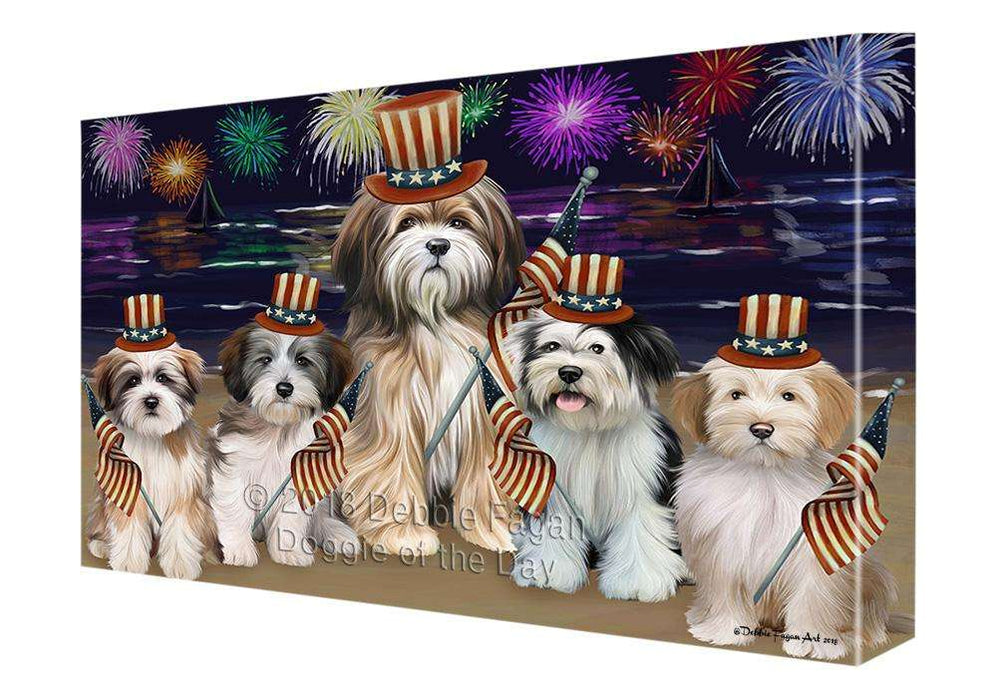 4th of July Independence Day Firework Tibetan Terriers Dog Canvas Wall Art CVS62314