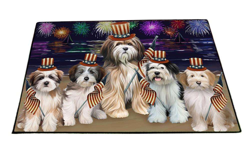 4th of July Independence Day Firework Tibetan Terriers Dog Floormat FLMS50004