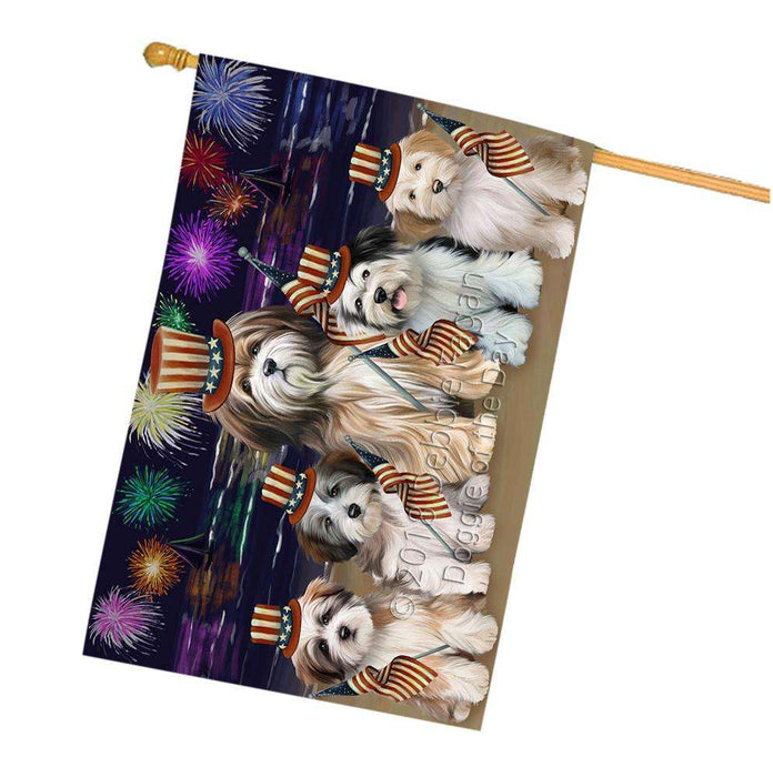 4th of July Independence Day Firework Tibetan Terriers Dog House Flag FLG49584