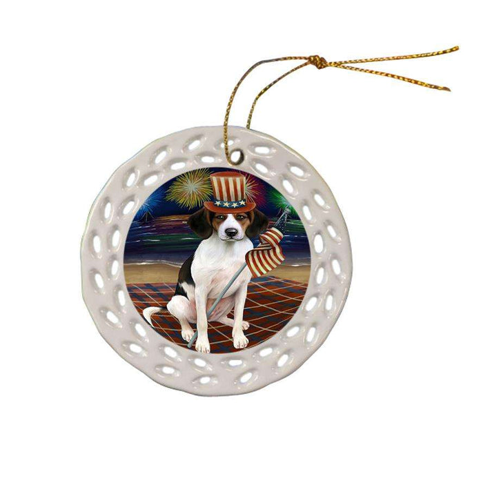 4th of July Independence Day Firework Treeing Walker Coonhound Dog Ceramic Doily Ornament DPOR49624