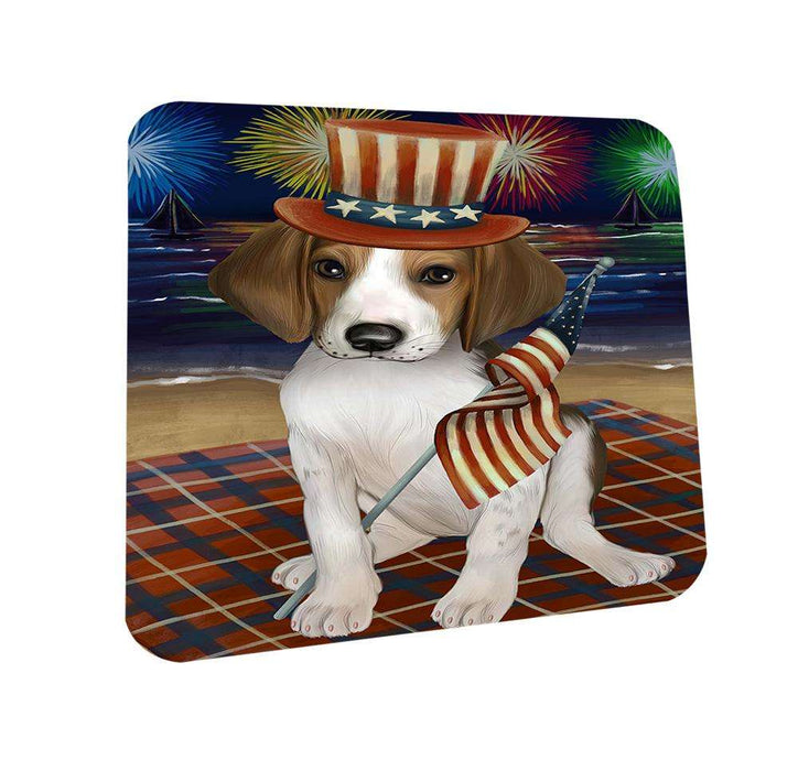 4th of July Independence Day Firework Treeing Walker Coonhound Dog Coasters Set of 4 CST49686