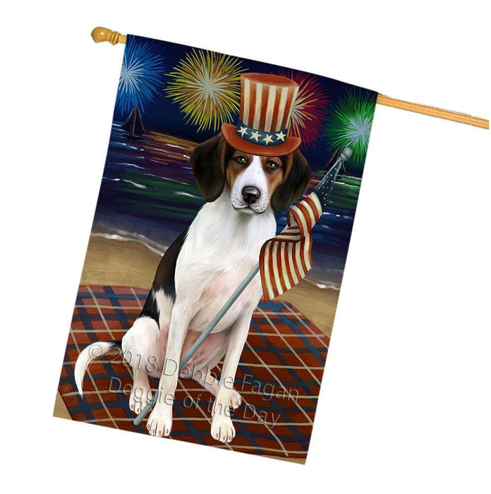 4th of July Independence Day Firework Treeing Walker Coonhound Dog House Flag FLG49589