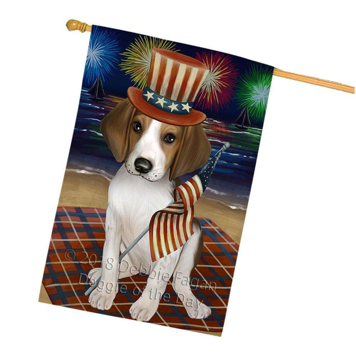 4th of July Independence Day Firework Treeing Walker Coonhound Dog House Flag FLG49591