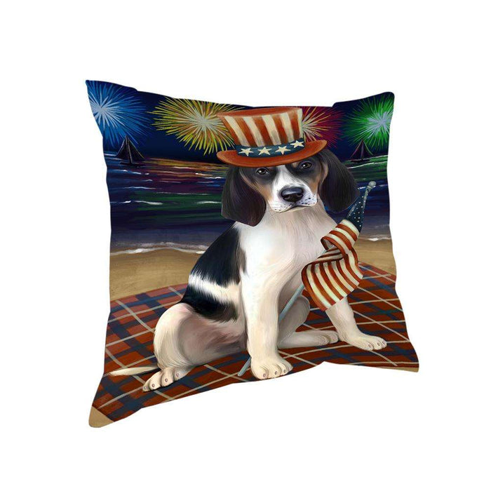 4th of July Independence Day Firework Treeing Walker Coonhound Dog Pillow PIL54364