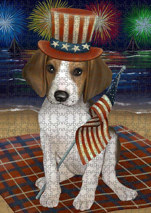4th of July Independence Day Firework Treeing Walker Coonhound Dog Puzzle with Photo Tin PUZL52584