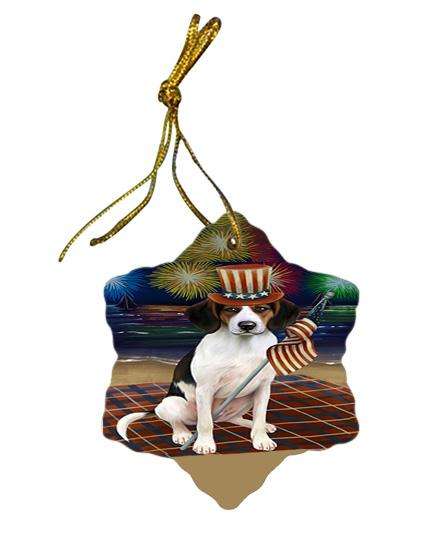 4th of July Independence Day Firework Treeing Walker Coonhound Dog Star Porcelain Ornament SPOR49616