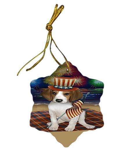 4th of July Independence Day Firework Treeing Walker Coonhound Dog Star Porcelain Ornament SPOR49618