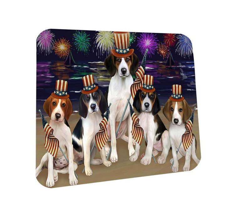 4th of July Independence Day Firework Treeing Walker Coonhounds Dog Coasters Set of 4 CST49685