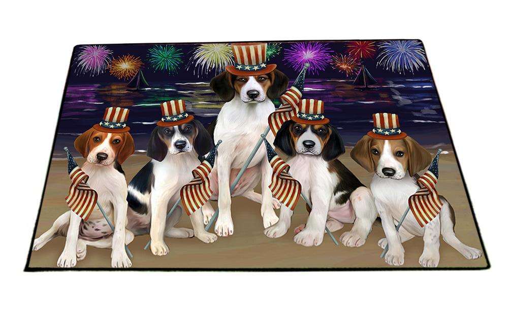 4th of July Independence Day Firework Treeing Walker Coonhounds Dog Floormat FLMS50007
