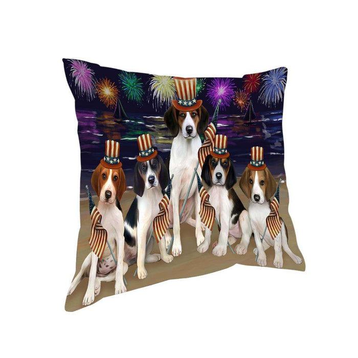 4th of July Independence Day Firework Treeing Walker Coonhounds Dog Pillow PIL54356