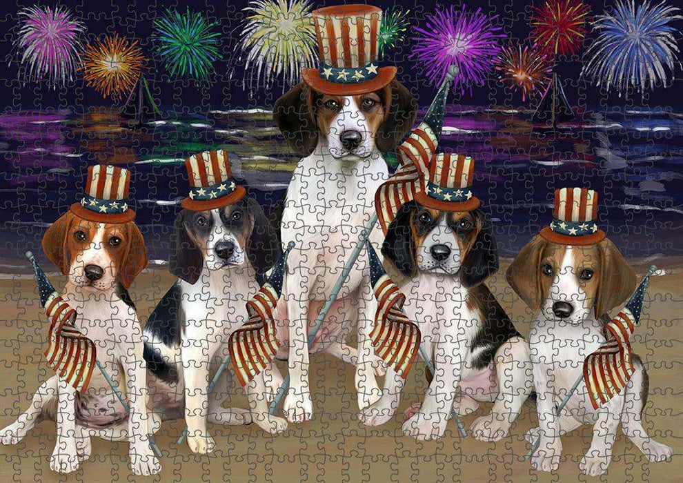 4th of July Independence Day Firework Treeing Walker Coonhounds Dog Puzzle with Photo Tin PUZL52581