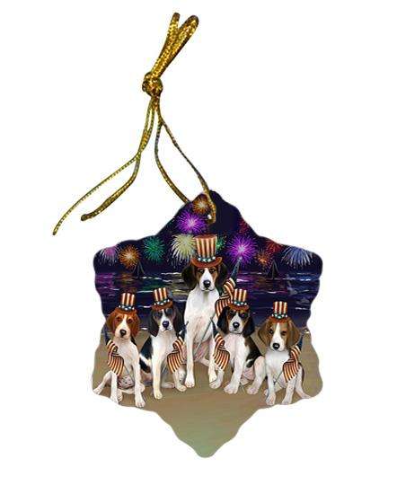 4th of July Independence Day Firework Treeing Walker Coonhounds Dog Star Porcelain Ornament SPOR49617
