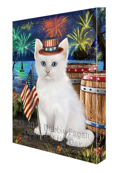 4th of July Independence Day Firework Turkish Angora Cat Canvas Print Wall Art Décor CVS104723