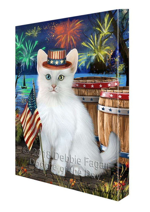 4th of July Independence Day Firework Turkish Angora Cat Canvas Print Wall Art Décor CVS104732