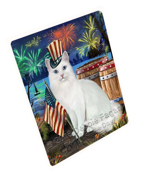 4th of July Independence Day Firework Turkish Angora Cat Cutting Board C66732