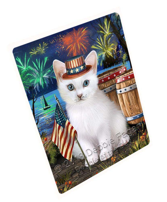 4th of July Independence Day Firework Turkish Angora Cat Cutting Board C66744